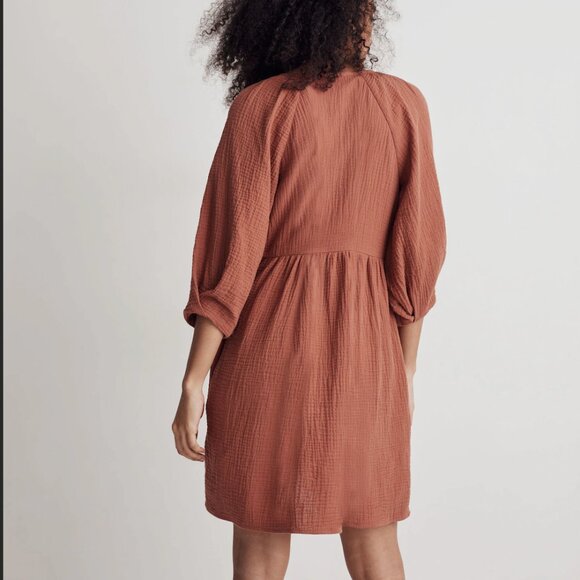 Madewell Marianna Puff-Sleeve Mini Dress - XL - Ground Clove - Picture 5 of 8